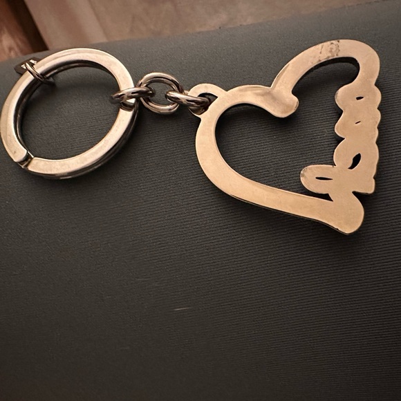 Coach Silver and Pink Heart Keychain